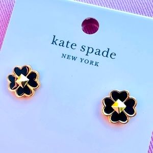 NWT Kate Spade Black Enamel Spades & Studs Earrings